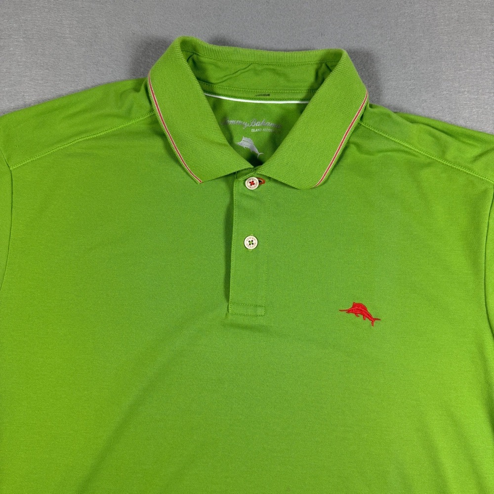Tommy Bahama Mens Polo Shirt Island Large Modern Fit Green Logo - Picture 3 of 9